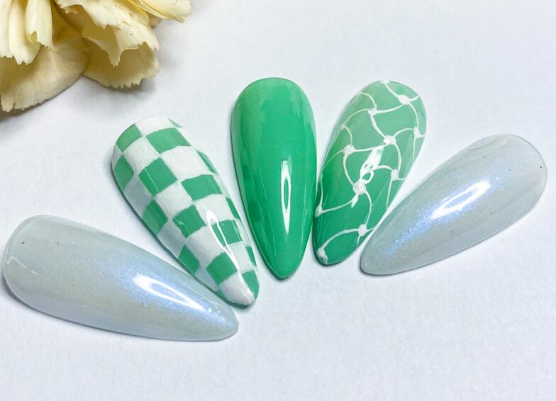 棋盤美甲，南寧美甲學習作品欣賞