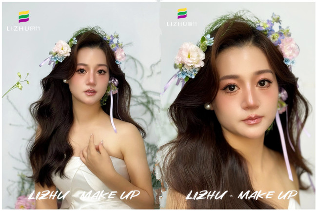 韓系鮮花新娘，廣西新娘化妝學(xué)校課堂作品