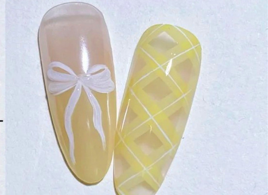 格紋蝴蝶結美甲教程，南寧美甲進修整理