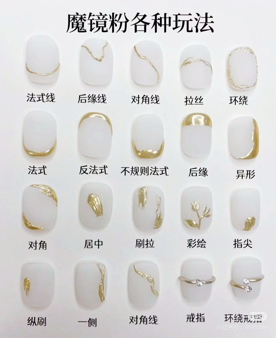 繪制不同魔鏡粉美甲的教程，廣西美甲師教學(xué)