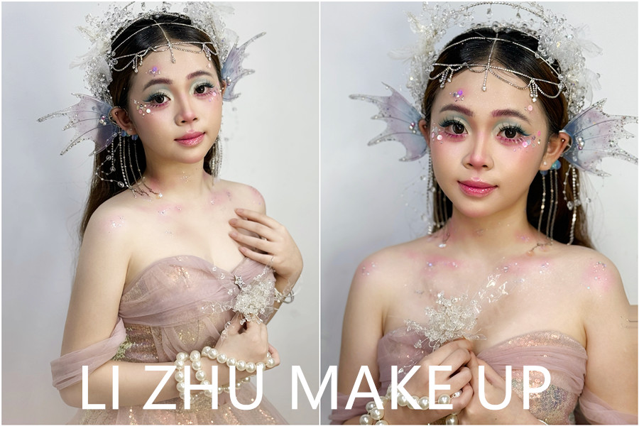 人魚妝造手法示范，南寧美妝專業(yè)學(xué)校課堂