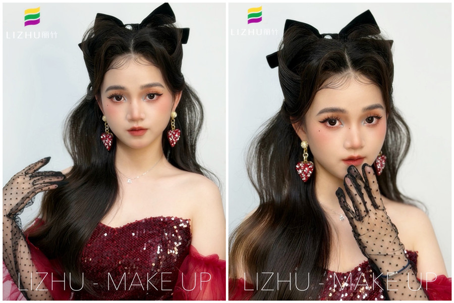 復(fù)古貓耳半披造型，廣西化妝設(shè)計